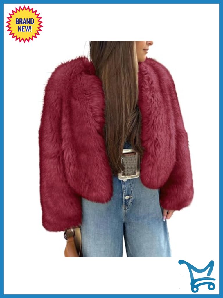 Faux Fur Coat Winter Shaggy Long Sleeve Open Front Oversized Lapel Jacket Warm